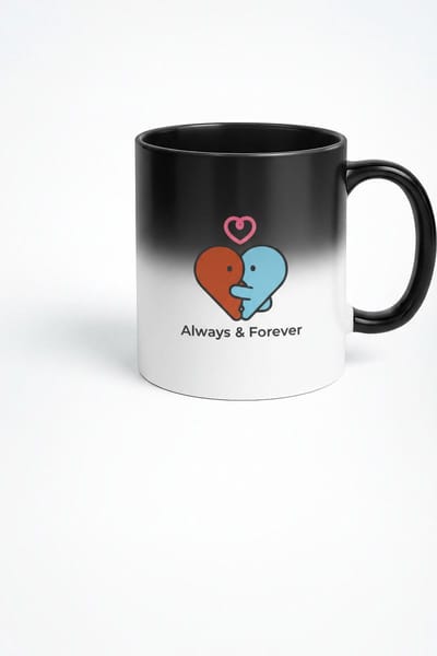 Magische Mok 'Always & Forever' - Knuffelende Hartjes Liefdes Mok | Kleurveranderend Cadeau