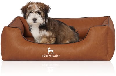 Knuffelwuff Hondenbed Henderson van kunstleer M-L 85 x 63cm roestkleurig