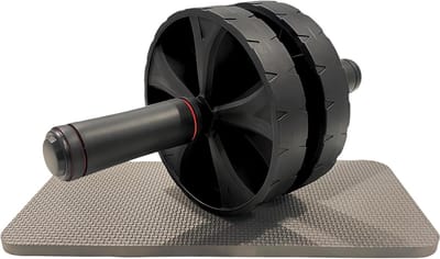 Buikspierwiel - Ab wheel fitnesswiel - Core training - Dubbel wiel design - 32 cm breed - Zwart