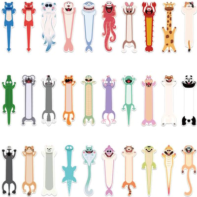 30 PIÈCES Marque-page Animal de Dessin Animé Décoration de Livre pour Étudiant Carte Étiquette de Lecture Cadeau Créatif white