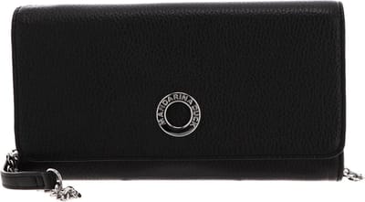 MANDARINA DUCK Leren Kaarthoes Schoudertas Mellow Lux Wallet Bag Black Pearl Zwart