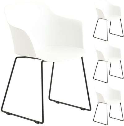 Tuinstoel FORO, set van 4, van kunststof - wit