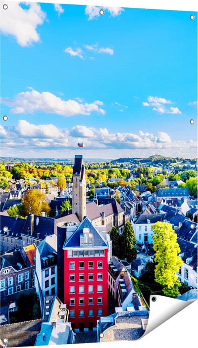 Gards Tuinposter Maastricht Stad met Huizen - 80x120 cm - Tuindoek - Tuindecoratie - Wanddecoratie buiten - Tuinschilderij