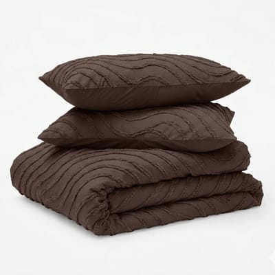 Decoware Dekbed zonder Overtrek 140x200 cm - Easy Tufted Waves Bruin - Hoesloos Dekbed Wasbaar - Incl. Kussensloop - All Season - Eenpersoons
