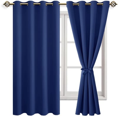 Unyqoos ® Luxueuze Verduisterende Gordijnen met Isolerende Eigenschappen voor Slaapkamer en Woonkamer - Set van 2, Koningsblauw, 175 x 140 cm