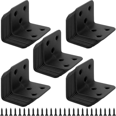 Hoekverbinders Set - Metalen Beugels - Meubelbouw - Roestvrij Staal - 31x31x38 mm - Zwart