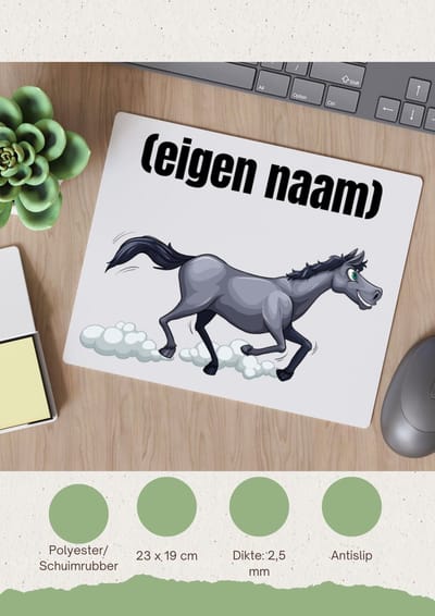 Akyol - rennend paard met eigen naam Muismat - Paarden - dieren liefhebber - iemand die houdt van paarden - verjaardag - cadeau - kado - geschenk - 23 bij 19 cm