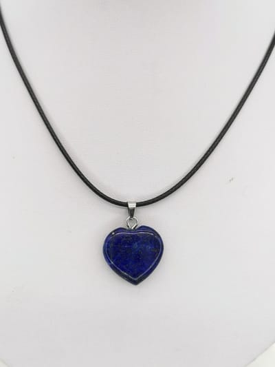 Edelsteen - Lapis lazuli - hartje Hanger met - gratis - zwart - wax koord Ketting - 40cm + 5cm Verstelbaar - Alle kinderen hebben een natuurlijke aantrekkingskracht op edelstenen.
