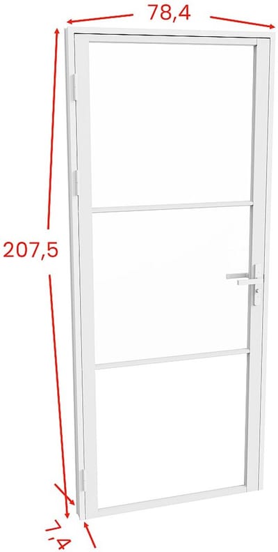 Vente-unique Omkeerbaar deurblok in aluminium en mat gehard glas - H204 x B73 cm - Wit - MASERU