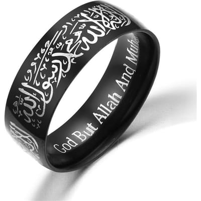 Modyle Trendy Titanium Staal Koran Boodschapper ringen Moslim religieuze Islamitische halal woorden mannen vrouwen vintage ring Arabische God ring 11 gray