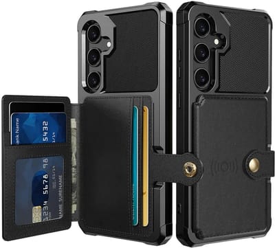 Portemonnee Hoesje Geschikt voor Samsung Galaxy A36 - Back Cover met Pasjeshouder - Telefoonhoesje voor Pinpas - Kaarthouder op Achterkant - Case met Magneet Zwart