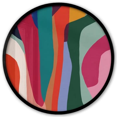 Poster in lijst Rond - Fotolijst 40x40 cm - Posters - Vormen - Bochten - Kleurrijk - Abstract - Ronde posterlijst zwart - Decoratie - Wanddecoratie woonkamer - Muurdecoratie slaapkamer
