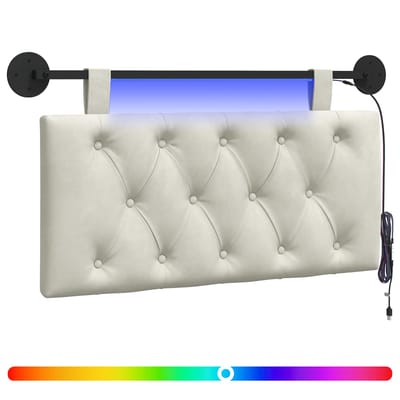 vidaXL - Hangend - hoofdbord - Crèmekleurig - Fluweel