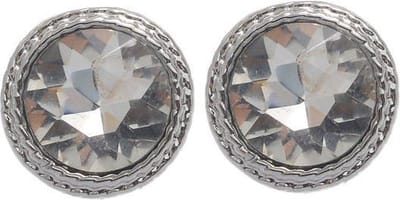 Behave - Oorbellen met ronde steen en zilverkleur rand - tijdloos chic