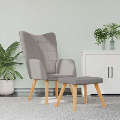 vidaXL - Relaxstoel - met - voetenbank - stof - taupe