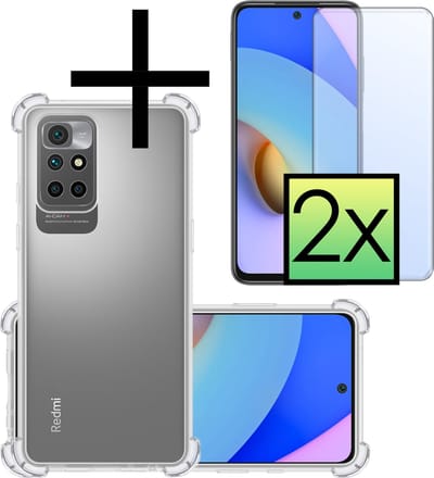 Hoesje - Met Screenprotector - 2 Stuks - Geschikt voor Xiaomi Redmi 10 2022 - Sterk & Shockproof - Siliconen Case - Back Cover - Telefoon Hoes - Shock Proof - Transparant