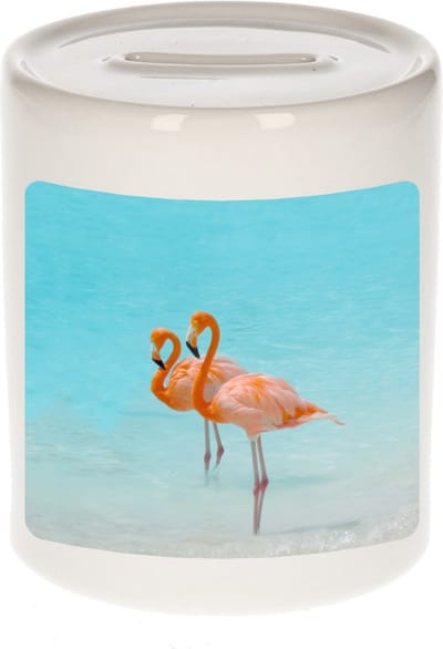 Dieren flamingo foto spaarpot 9 cm jongens en meisjes - Cadeau spaarpotten flamingo vogels liefhebber