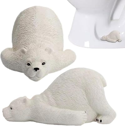 Toiletdeksel - Decoratieve Afdekking - Toilet Opknappen - Vrolijke IJbeer Vorm - 10x7x5 cm - Wit