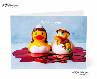 Trouwdag wenskaart – Badeendjes vrouwen | Kleintje Fotografie