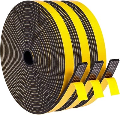SnelShoppen - Zelfklevende Foam Tape 12mm x 3mm - Tochtstopper voor Ramen en Deuren - Geluiddicht, Waterdicht, Stofdicht - 15m Zwart Sealing Tape voor