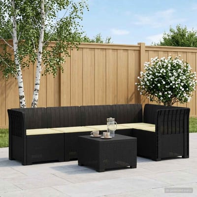 vidaXL - 5-Zits - Tuinbank - met - Kussens - Rattanlook - PP - Antraciet