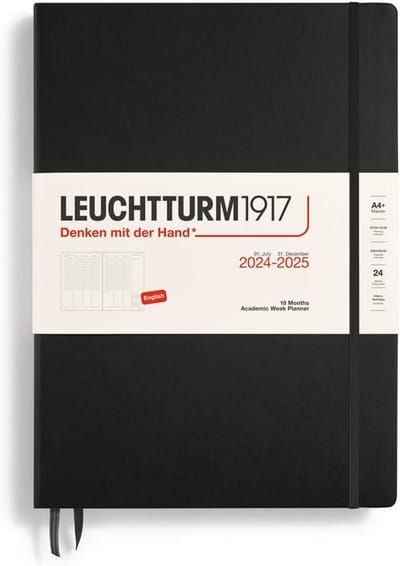 Academische weekplanner - Studieplanner Agenda - Afspraken Plannen - 18 Maanden Overzicht - A4+ - Zwart