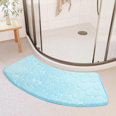 Luxe gebogen badmat, antislip zachte absorberende gewaaierde douchematten, wasbare badmat, hoekbadkuipvloertapijt voor douche 430MMx980MM
