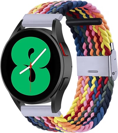 By Qubix - Braided nylon bandje 20mm - Multicolor Summer - Geschikt voor Samsung Galaxy Watch 7 (40 & 44mm) - Galaxy Watch FE - Galaxy Watch 6 - Galaxy Watch 6 Pro - Galaxy Watch 5 - 5 Pro - Galaxy Watch 4 - 4 Classic - Active 2 - Watch 3 (41mm)
