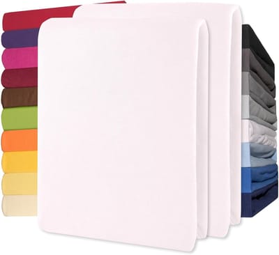 Lucina 2 stuks Hoeslakens Jersey Katoen Stretch 30cm Hoge Hoek - Set van 2 - wit 90x200cm - 100x200cm