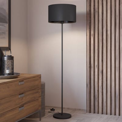 EGLO Maserlo vloerlamp, zwart, hoogte 151 cm, stof/staal