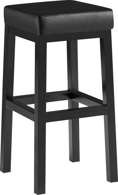 CLP Taylor Barkruk - zwart metalen frame - Zithoogte 78 cm - kunstleer - zwart/zwart
