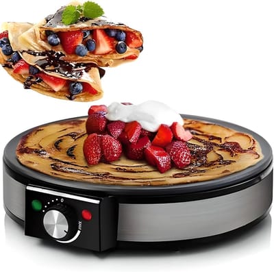 Pannenkoekenmaker Crêpe - Elektrische Plaat - Snelle Ontbijtjes - Instelbare Temperatuur - 30cm Diameter - Zwart