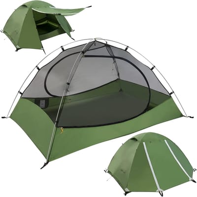 Tweepersoons Tent - Kampeertent Lichtgewicht - Outdoor Kamperen - Waterdicht en Winddicht - 220x150x115cm - Groen