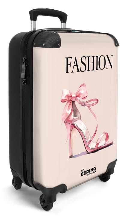 NoBoringSuitcases.com® - Handbagage koffer lichtgewicht - Reiskoffer trolley - Fashion - Roze hak - Rolkoffer met wieltjes - Travel suitcase cabin - Reistrolley met TSA slot - Past binnen 55x40x20 en 55x35x25 - Kleine valiezen