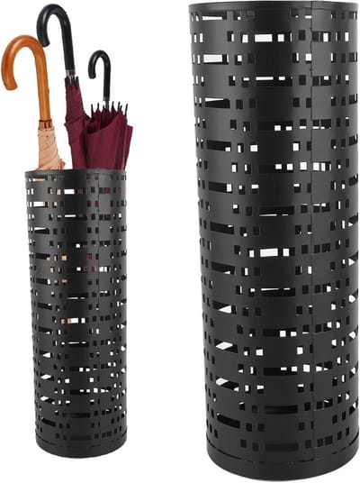 Metalen Paraplubak - Paraplustandaard Houder - Entree Organiseren - Roestvast Waterdicht - 59" Diameter - Zwart