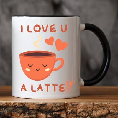 I Love U a Latte - Cadeautje voor vriendin - Valentijn cadeautje voor haar - Valentijnsdag - Verjaardag cadeau - Cadeau voor man - Cadeau voor vrouw - Grappige - Koffie mok - Kawaii