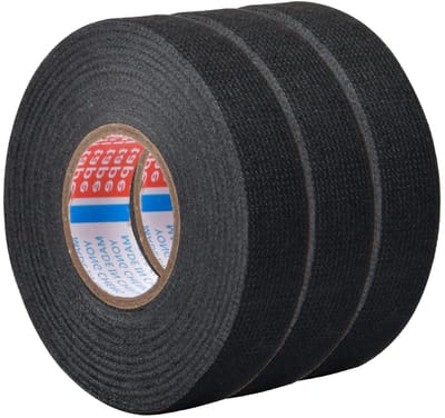 Zelfklevende Stoffentape voor Auto en Motor, Verpakking van 3 Rollen, 19 mm x 15 m, Ideaal voor Isolatie en Draadbedekking