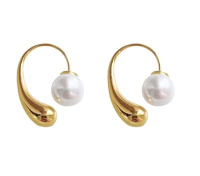 Lange -Oorbellen- Synthetische-parel -Goudkleurig-Charme Bijoux
