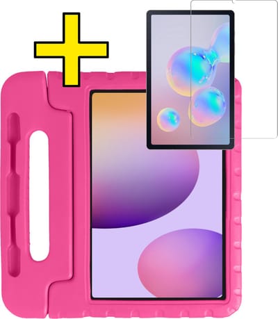 Hoes - Geschikt voor Samsung Galaxy Tab S6 Lite - Met Screenprotector - Kinderhoes Shockproof Bumper - Kidsproof Case - Tablet Hoesje - Kinder Hoesje Cover - Roze