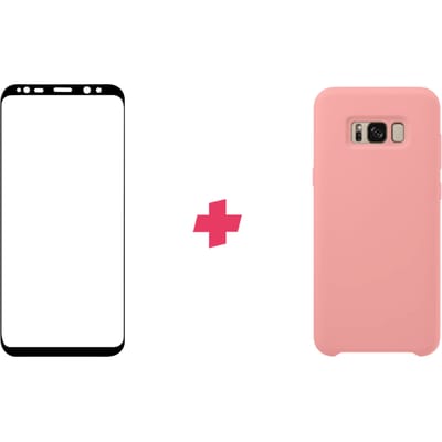 Bundel: Samsung Galaxy S8 screenprotector + roze Siliconen hoesje