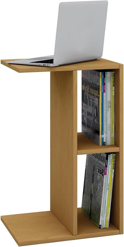 Houten bijzettafel - Saluontafel nachtkastje - Woonkamer slaapkamer - Stabiele verwerking - 63x40x30 cm - Houtkleur