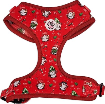 Kerst Hondentuigje - Zacht Tuigje / Honden Harnas - Rood - Kerstmis - Kerstkabouters - Gnomey Glamour - Paw My God! - Maat XS