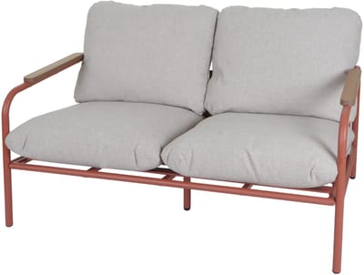 Aluminium tuinbank MCW-O11, outdoor 2-zitsbank, olefine stof (205 g/m²) 125 cm ~ terracotta bekleding beige