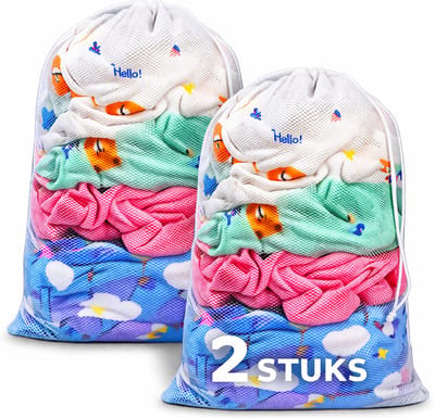 BOTC Waszakken - 60*90cm Waszak Groot - Set van 2 - Waszak Wasmachine - Laundry bag - Waszakken -Wit