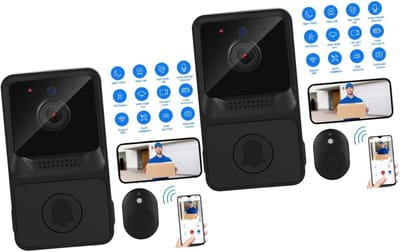 Videodeurbel Set - Slimme Deurbel - Veilige Entree - Draadloze Wifi Connectie - 9x8x6 cm - Zwart