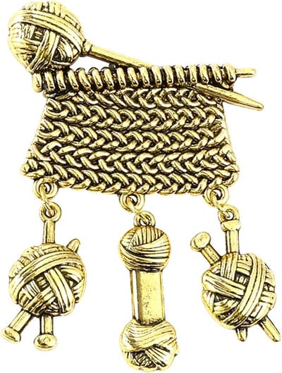 Fako Bijoux® - Broche - Truitje Breien - 37x52mm - Goudkleurig