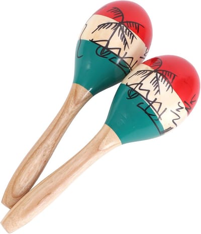 Houten Maracas Set - Ritme Instrumenten - Muziek Maken - Natuurlijk Hout Materiaal - 24 cm Lengte - Meerkleurig