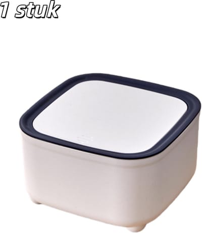 1 stuk - Afvalbak - Tafelafvalbak - Push-to-open deksel - Minimalistische prullenbak - Geschikt voor salontafels en bureaus - Vierkant - Blauw en wit