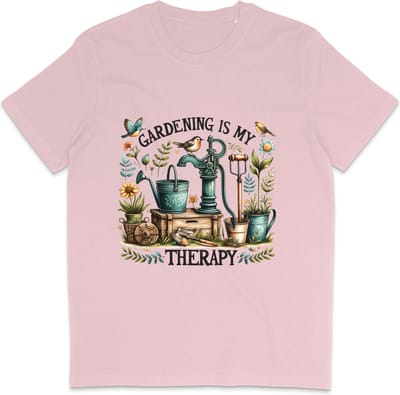 Leuk Dames T Shirt - Tuinieren Is Mijn Therapie - Roze - XS