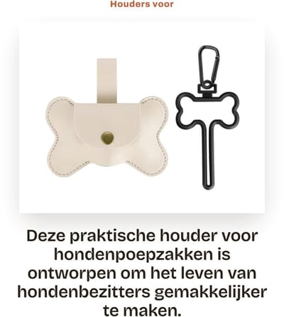 Dailygoods- Hondenpoepzakjeshouder met botvorm - Poepzakjes dispenser - Opbergtas voor huisdieren - Haken voor vuilniszakken - Handig voor buiten - Vermindert gêne - Poepzakjesdispenser